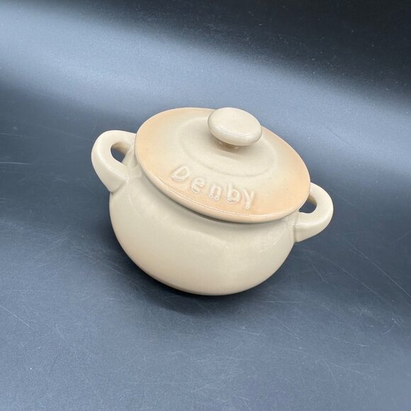 Denby Beige Mini Casserole Dish Lid Pot  Double Handle Cookware Single Serve - Picture 1 of 11